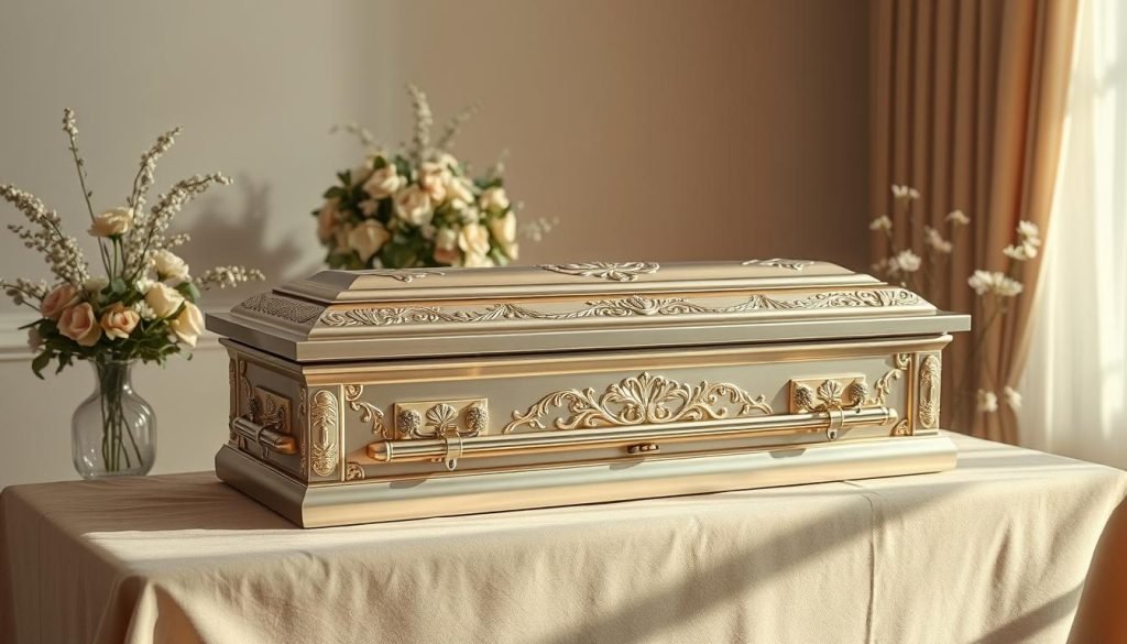 white gold casket