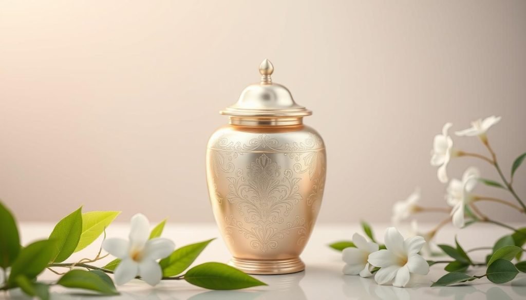 white gold urn