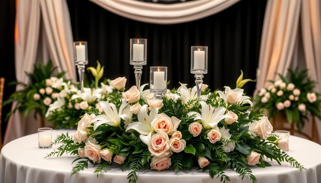 elegant funeral table centerpieces