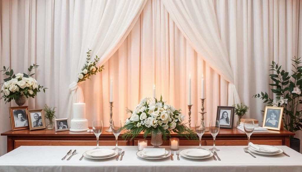 elegant funeral table setup