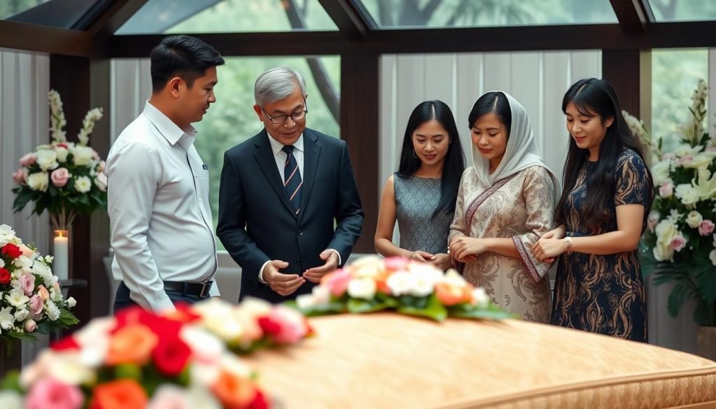 funeral director guiding families through funeral arrangements in Singapore